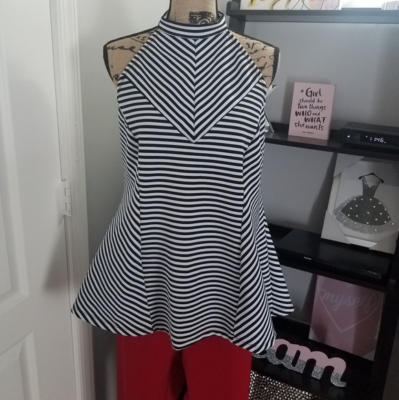Ashley Stewart Tops - Black and White Halter Top